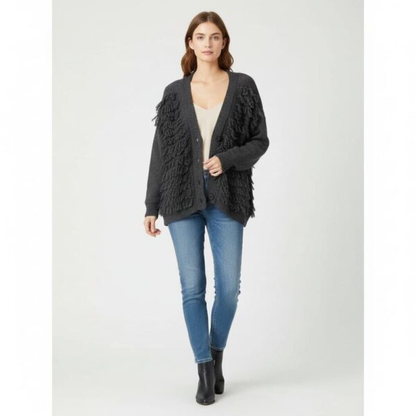 L'UNA - CARDIGAN IN PUNTO PELLICCIA   - GRIGIO