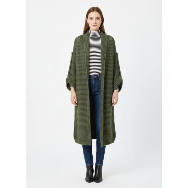L'UNA - CAPPOTTO IN MAGLIA PUNTO LINKS - VERDE